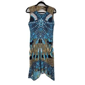 BCBGMAXAZRIA Women's Small Jenica Blue Casual Dress Keyhole Back Soft